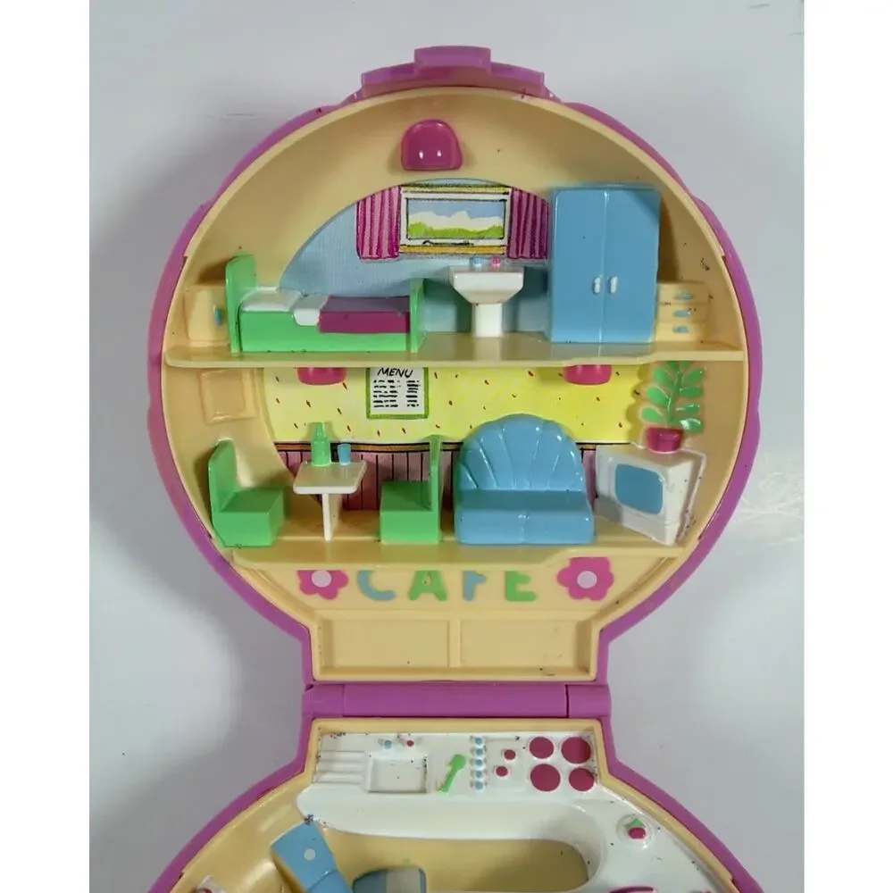 2 Vtg 1989 Polly Pocket Polly’s Cafe Bluebird + Figures - Issues Incomplete Read